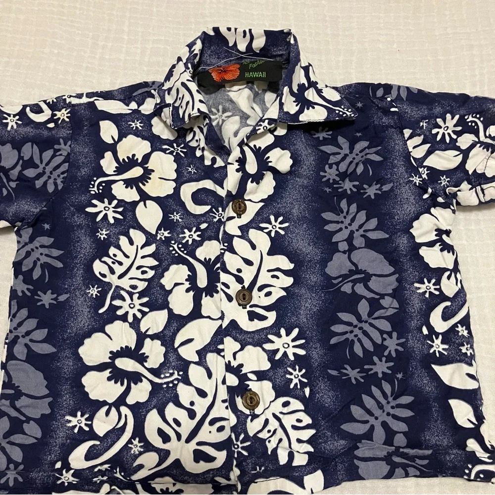 Ali'i‎ Fashions Hawaii Boys Blue Hawaiian Button Up Shirt & Short Set